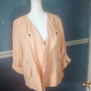 Chico's Orange Utility Jacket Lightweight Relaxed Fit